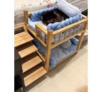 Blazea Cama para Perros Cuccia per Cani di Piccola e Media Taglia, Letto a Castello per Senza Materasso, Mobile per Animali Domestici Rialzato a 2 Livelli(Wood,XL)