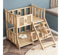 Blazea Cama para Perros Litera de Madera Maciza para Perros con Escaleras, Cama Dos Niveles para Mascotas Pequeñas/Medianas, Literas para Gatos Que Ahorran Espacio(S)