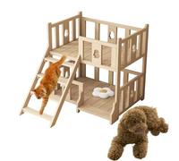 Blazea Cama para Perros Litera para Mascotas con Escalera Que Ahorra Espacio, Cama para Perros y Gatos Junto a la, Cuna de Madera 2 Capas para(S)