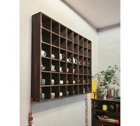 Blazea Estante para Tazas de Pared Estante Decorativo de Pared para Tazas y Platillos de Té, Rústico de Madera, Vitrina para Teteras y Juegos de Té(4x6 24 Slots)