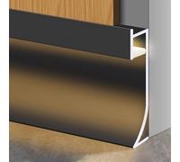 Blazea Moldura Iluminacion Zócalo LED Negro de Aluminio, Iluminación LED Empotrada para Zócalos, Tira de Luz LED para Armarios de Cocina, Pasillos, Molduras de Zócalo de Pared(10m(32.8ft))