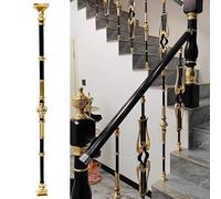 Blazea Pasamanos de Escalera Barandillas Metálicas Modernas de Aluminio, Balaustres Ajustables para Escaleras Interiores, Columna Decorativa para Balaustres de Escalera Interior(Style A,3 Pieces)