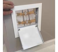 Blazea Puerta de Inspección Puerta de Acceso Eléctrico con Escotilla para Cable de Alimentación, Panel de Acceso con Resorte Metálico, Panel de Acceso de Paneles de Yeso para Plomería(White,30x30cm)
