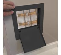 Blazea Puerta de Inspección Puerta de Acceso Eléctrico con Escotilla para Cable de Alimentación, Panel de Acceso con Resorte Metálico, Panel de Acceso de Paneles de Yeso para Plomería(Black,35x45cm)
