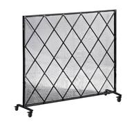 Blazea Salvachispas Chimenea Pantalla de Chimenea Móvil con Ruedas, Cubierta de Chimenea de Metal de Un Solo Panel, Malla Protectora Plana para Chimeneas/Estufas de Leña/Leños a Gas