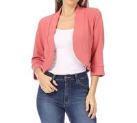 Blazer Bolero corto para mujer, chaqueta de punto abierto en la parte delantera, estilo casual Chic, 28, S
