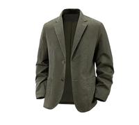 Blazer Casual para Hombre Corte Ajustado Manga Larga Chaqueta De Traje De Algodón Lavado Dos Botones Blazers De Negocios con Forro Abrigo Ligero Elegante Casual Deportivo para Oficina Boda Verde Mi