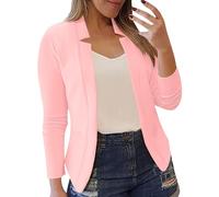 Blazer - Chaqueta de traje elegante para mujer, manga 3/4, chaqueta corta para trabajo, oficina, chaqueta frontal abierta, chaqueta de negocios, holgada, monocolor, informal, cómoda, chaqueta de