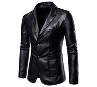 Blazer - Chaqueta de traje para hombre, corte ajustado, 2 botones, muchos bolsillos, manga larga, solapa, chaqueta de cuero, holgada, cómoda, chaqueta para ocio, negocios, deportiva, ligera, suave