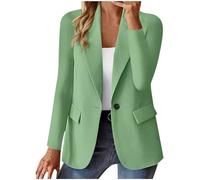Blazer - Chaqueta elegante para mujer, cuello de solapa, chaqueta de entretiempo, chaqueta de entretiempo abierta, chaqueta para el trabajo, oficina, chaqueta larga, chaqueta de negocios, monocolor