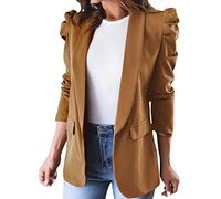 Blazer Chaqueta para mujer informal - Blazer Longblazer entallada elegante larga deportiva chaqueta de traje elegante chaqueta larga chaqueta casual de negocios ligero cárdigan chaqueta ligera, caqui,