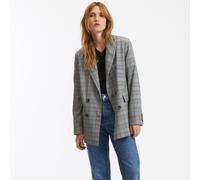 Blazer con corte amplio, a cuadros Príncipe de Gales Mujer Talla 38. Color Negro