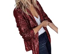 Blazer Con Hombreras Hombreras Años 80: Traje Brillante Mujer Lentejuelas - Traje Fiesta Largo Chaqueta Ligera Festiva Bolero Elegante Chaqueta Larga para Vestido Brillante Festivo Largo Blazer Largo,