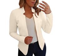 Blazer corto, blazers para mujer del Reino Unido, cómodos abrigos recortados, cárdigan de verano de manga larga, chaquetas de color sólido, cárdigan frontal abierto, negocios, oficina, casual, bolero