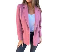 Blazer Corto De Tweed De Un Solo Botón para Mujer Estilo Retro Elegante Informal para Oficina Chaqueta Lisa De Fiesta Tendencia Urbana (Rosa,L)