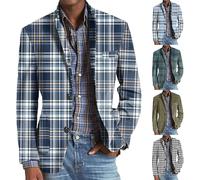 Blazer de boda para hombre, chaqueta a cuadros para hombre, chaqueta de esmoquin a cuadros del Reino Unido, chaquetas de negocios, chaqueta de tweed, chaqueta de fiesta, chaqueta regular de manga