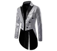 Blazer De Esmoquin De Lentejuelas para Hombre Chaqueta De Esmoquin Cruzada Corte Ajustado Traje De Fiesta Brillante con Purpurina Ropa Elegante De Noche para Bodas Fiestas Navidad Graduaciones