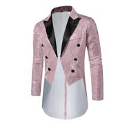 Blazer De Esmoquin De Lentejuelas para Hombre Chaqueta De Esmoquin Cruzada Corte Ajustado Traje De Fiesta Brillante con Purpurina Ropa Elegante De Noche para Bodas Fiestas Navidad Graduaciones