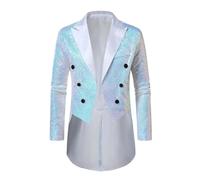 Blazer De Esmoquin De Lentejuelas para Hombre Chaqueta De Esmoquin Cruzada Corte Ajustado Traje De Fiesta Brillante con Purpurina Ropa Elegante De Noche para Bodas Fiestas Navidad Graduaciones