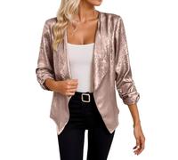 Blazer de Lentejuelas para Mujer, Chaqueta Solapa Manga Larga, Informal, Elegante, Bomber, Bolero, Festivo, Discoteca, Ropa Calle, Top Brillante, Fiesta, Carnaval, Disfraz
