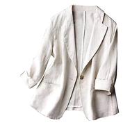 Blazer de lino para mujer, chaquetas de traje y blazer, unicolor, blazer para mujer, abrigo, blazer de verano, tallas grandes, blazer para mujer, gris, manga larga, trajes y blazer para mujer, trench