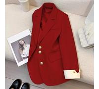 Blazer de manga larga para mujer, chaqueta casual de un solo botonadura para salidas elegantes (XL rojo)