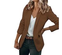 Blazer de manga larga para mujer, elegante, chaqueta de traje, gabardina, blazer para mujer, chaqueta de otoño para mujer, monocolor, manga larga, abrigo, chaqueta de entretiempo, corte ajustado