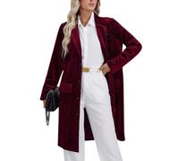 Blazer De Mujer - Blazer Largo De Terciopelo para Mujer Chaqueta De Traje De Un Solo Pecho Gabardina De Terciopelo Vintage De Gran Tamaño Elegante Abrigo Formal para Trabajo De Oficina Abrigo Largo