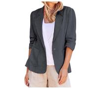 Blazer de mujer, chaqueta mujer elegante elegante deportiva entallada con mangas 3/4 chaqueta ancha de un solo pecho abierto en la parte delantera chaqueta de oficina de negocios con bolsillos para