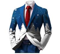 Blazer De Navidad para Hombre-Chaqueta De Traje Festivo-Traje De Chaqueta con Botones Y Solapa con Bolsillo Y Estampado De Papá Noel Y De Nieve NavideñO para Hombre, Estilo Cuatro (XL)