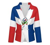 Blazer De Oficina Ajustado con Un Botón para Mujer Chaqueta Informal De Manga Larga con Estampado De La Bandera De República Dominicana Chaqueta De Traje Formal para Mujer (Disponible En Grande) 4XL
