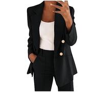 Blazer elegante y moderno de manga larga, chaqueta deportiva larga, chaqueta de traje con botones, chaqueta blazer con bolsillos, blazer de negocios, informal, blazers, oficina, sudadera, monocolor