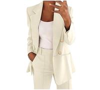 Blazer elegante y moderno de manga larga, chaqueta deportiva larga, chaqueta de traje con botones, chaqueta blazer con bolsillos, blazer de negocios, informal, blazers, oficina, sudadera, monocolor