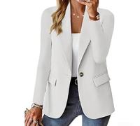 Blazer funcional de manga larga para mujer con cierre de botón y detalle de bolsillo, adecuado para vacaciones y club (S blanco)