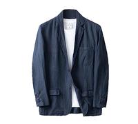 Blazer Hombre Americana Lino Casual Chaqueta De Traje Corte Holgado Diseño Ligero Cómodo Bolsillos Laterales Estilo Moderno Para Verano Diario