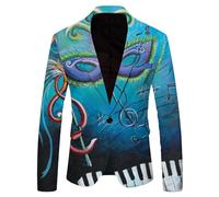 Blazer Hombre Casual Hombre Fashion Leisure Carnaval Printed Pocket Traje Adecuado para Bodas