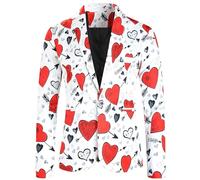 Blazer Hombre Fiesta,Moda para Hombre Ocio Día de San Valentín Amor Impresión Cena Citas Traje Chaqueta