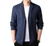 Blazer Hombre,Lino Casual Para Hombres Traje Sin Botones Chaqueta Bolsillos Grandes Abrigo Blazer Deportivo Elegante Blazer Azul Marino De Ajuste Regular Adecuado Para La Fiesta De Graduación Blazer