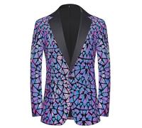 Blazer Hombre Mens Blazer Elegante Traje Lentejuelas Corte Entallado Solapa Un Botón Manga Larga Esmoquin Ideal Fiestas Nocturnas Espectáculos Cenas-Colorful||L