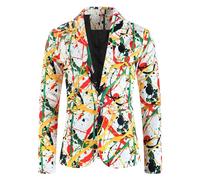 Blazer Hombre Rock Americana Unisex - Moda de los Hombres Casual Hebilla Impreso Abrigo un Pecho Trabajo Formal Cálido