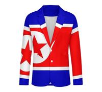 Blazer Informal Para Hombre Con Estampado De Bandera De Corea Del Norte Dos Botones Elegante Esmoquin Chaqueta De Fiesta De Talla Grande Chaqueta De Traje Con Solapa Con Muesca Blazer Ajustado S