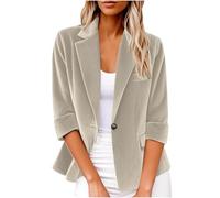 Blazer Mujer 2025,Chaqueta de Traje Manga Larga de Pana Basic Escote Abierto Corte Ajustado Blazer Clásica Otoño e Invierno Color Puro Cardigan de Vestir Holgada para El Trabajo Negocios