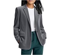 Blazer Mujer 2025,Chaqueta de Traje Manga Larga de Pana con Bolsillo Escote Abierto Holgados Blazers Clásica Otoño e Invierno Color Puro Abrigo de Vestir Holgada para El Trabajo Negocios