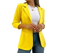 Blazer Mujer Chaqueta Blazer De Mujer con Frente Abierto Color Liso Manga Larga Elegante Ajustado Solapas con Muescas Cárdigan Ropa De Abrigo Informal para Trabajo Oficina Abrigo con Bolsillos Amar