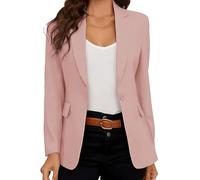 Blazer Mujer Elegante Casual Chaqueta de Traje de Negocios Solapa Slim Manga Larga Oficina Traje Abrigo, rosa, L