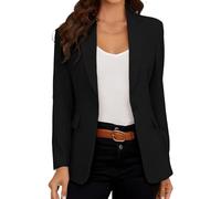 Blazer Mujer Elegante Casual Chaqueta de Traje de Negocios Solapa Slim Manga Larga Oficina Traje Abrigo, Negro , L