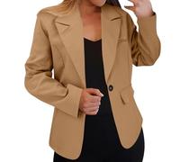 Blazer Mujer Elegante Casual Jack Monocolor Business Outfit Open Front Trabajo Oficina Chaquetas con Bolsillos Chaqueta de Traje Manga Larga Deportiva Blazer Botones Cuello Solapa Longblazer Vintage