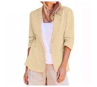 Blazer Mujer Primavera Verano, Americana Entallada de Manga Larga con Cuello Solapa, Chaqueta de Traje Profesional para Oficina, Trabajo y Negocios
