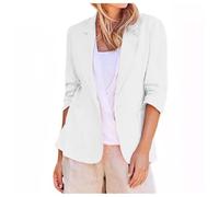 Blazer Mujer Primavera Verano, Americana Entallada de Manga Larga con Cuello Solapa, Chaqueta de Traje Profesional para Oficina, Trabajo y Negocios