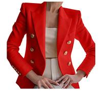 Blazer Mujer Verano, Americana De Mujer Tallas Grandes, Casual Slim Stand Top Button Manga Larga Sólido Business Jacket Trendy Office Coat Chaqueta Entretiempo Mujer Stilo Clásico De Ocio